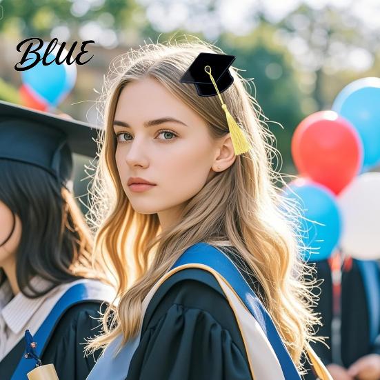 Tassel Hair Clip 1/2Pcs Mini Graduation Hat Hairpin with Small Cap Sturdy Claw Party Photo Accessory Half-up Hairstyle