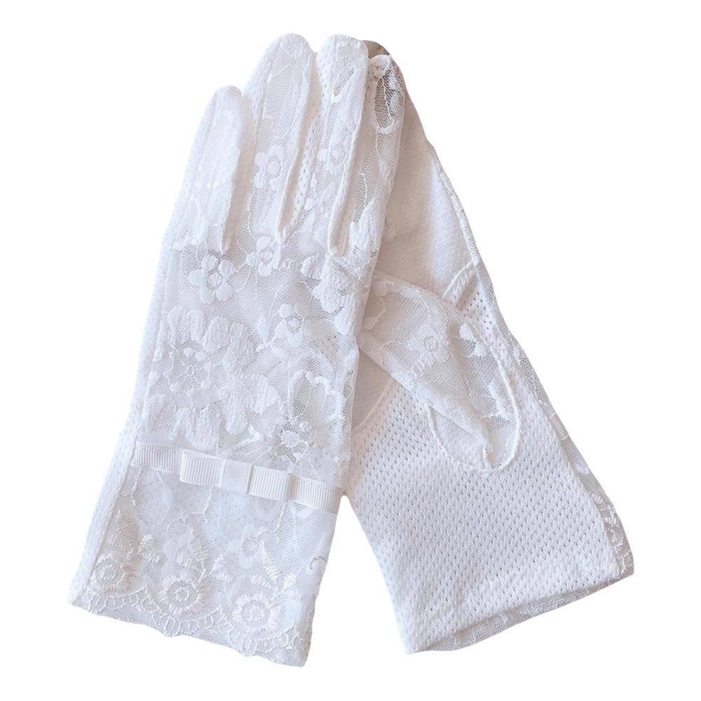 Full-finger Design Women Sun Protection Gloves Lace Summer Sunscreen Gloves Outdoor Activities белый
