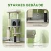 132cm Cat Tree W/ Scratching Posts, Pad, Cat Bed, Cat House, Jumping Platform, Grooming Brush, Anti-Tip Kit, Light Grey