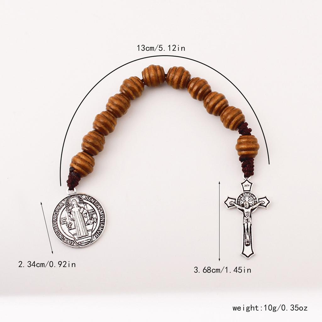 Legierung Gefertigtes Rosenkranzarmband Inklusive Kruzifix und Benedikt Design Gebetsperlen Handgelenkzubehör Bequemes Accessoire