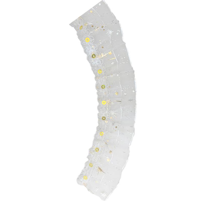 1Roll Handmade Gift Wrapping Lace DIY Pleated Delicate Double Layered Clothing Embellishment Organza Shine Sequined 4.5CM
