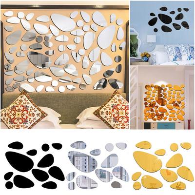 Stijl Huisdecoraties Zelfklevend 3D Kiezels Decals Spiegeloppervlak Vinyl Muurschildering Kunst Muurstickers