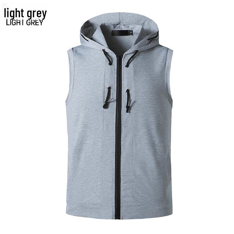 Men's Summer 2021 Fitness Hooded Vest - Casual Sleeveless T-shirt for Europe & America