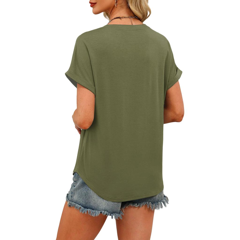 Stylish Women's Casual V,neck Short,sleeved Color T,shirt