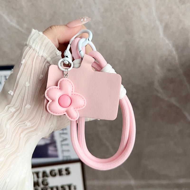 Korea Y2k Ctue Flower Candy Color Phone Lanyard Simplicity Short Phone Strap Pearl Style Phone Chain Bracelet Phone Accessories