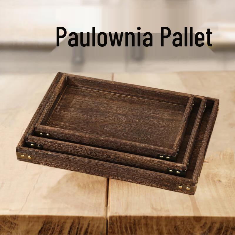 Diruien Small Rustic Paulownia Wood Serving Tray