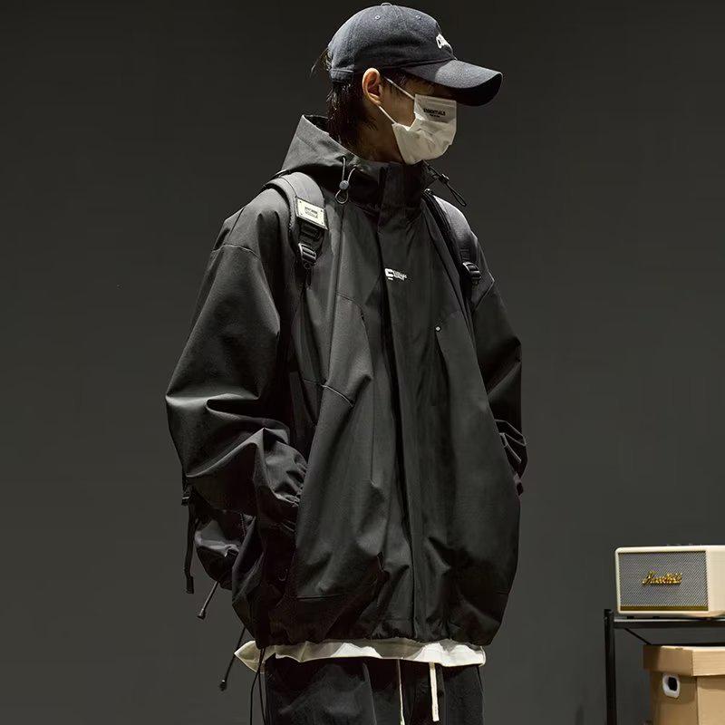 Herren Japanische Mode Kapuzen-Bergsteigerjacke - Lässige Frühjahrs-/Herbstbekleidung