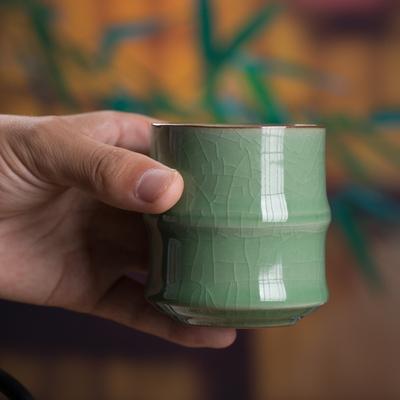 Celadon Ceramic Teacup Bamboo Office Cup Conference Hospitality Tea Cup Chinese Household Water Cup Small Tea Bowl