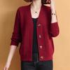 Women's V-neck Knitted Cardigan Single Breasted Casual Fashion Sweater Jacket