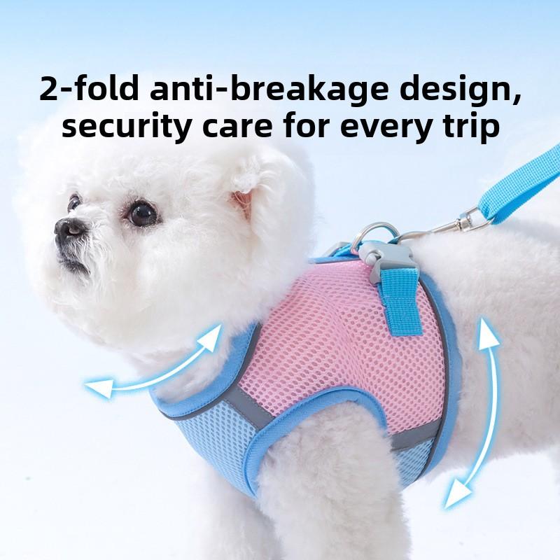 Summer Grid Breathable Leash Dog Chest Strap Vest Type Anti-bite Dog Chain Rope Dog Rope Pet Chest Back