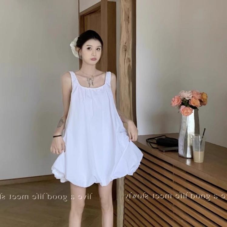 Cold department chic suit 2026 summer comfortable fashion minimalist black sleeveless loose bud dress women's clothing