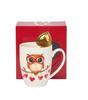 Porcelain Mug with Infuser 360 - Owl Heart Valentine' Day Gift