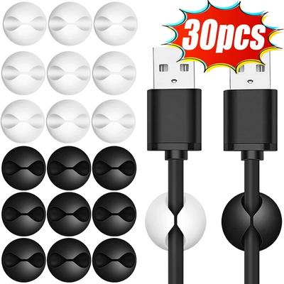 6/50PcsMini Cord Holder USB Charging Cable Clips Reusable Desk Tidy Organiser Wire Cord Holder Protectors In Home Office Car