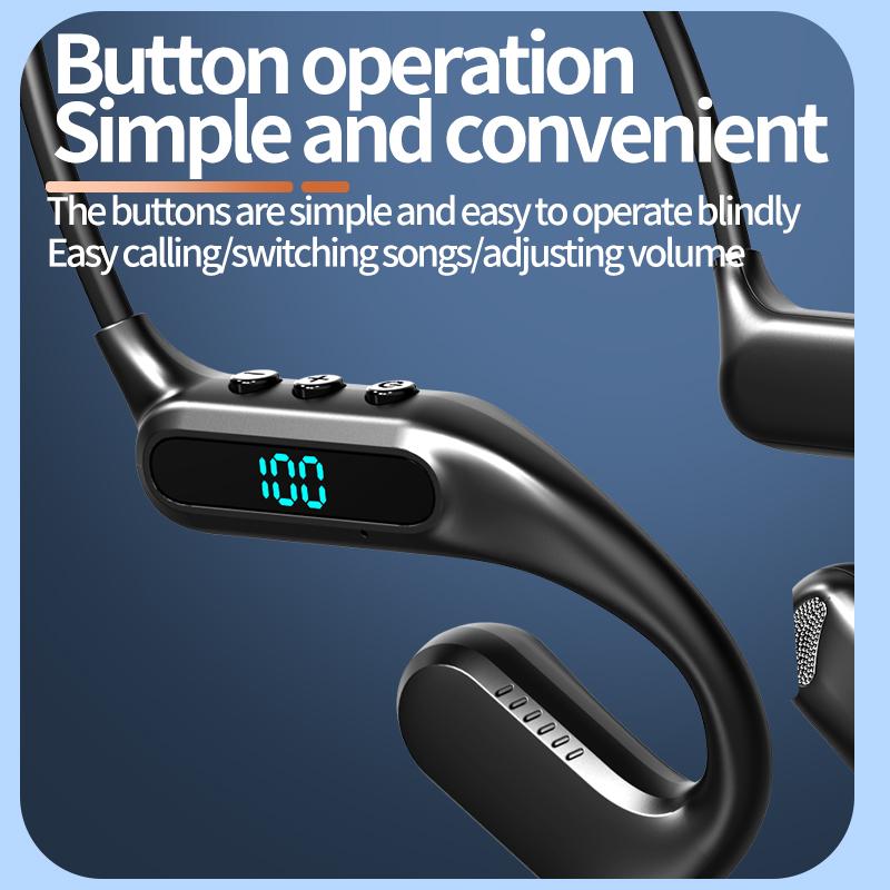 T80 Bone Conduction Headphones Wireless Bluetooth Led Display Earphone Stereo Sports Headset Wireless Headset Bluetooth 6.0