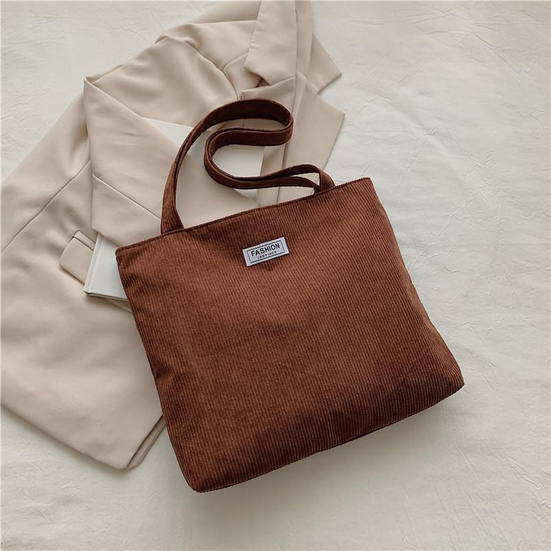 Korean Style Cotton Tote Bag for Women Solid Color Large Capacity Handbag Fashionable Casual Shoulder Purse CLE