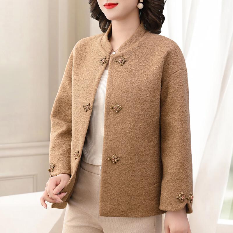 Paster 2025 Autumn/Winter Embroidered New Chinese Style Mother's Faux Wool Jacket
