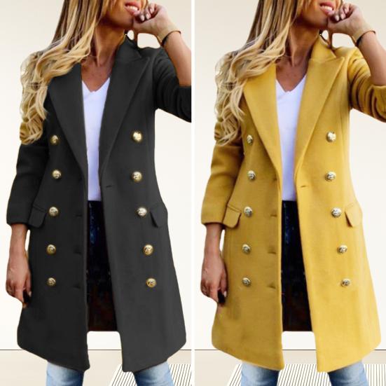 Damesjas Reverskraag Zakken Effen kleur Dubbelrijig Slim fit Thermisch Lange mouwen Forenzen Daten Lente Herfst Winter Jas