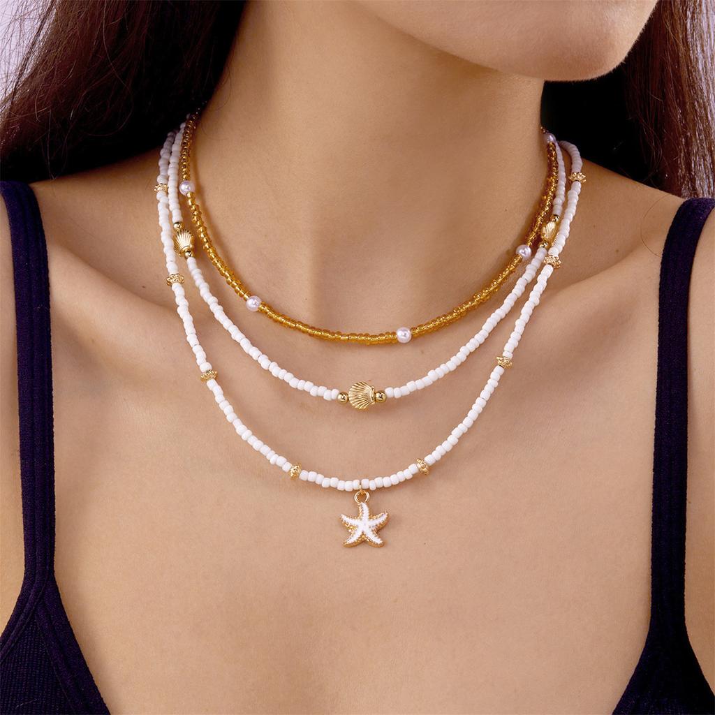 2 Pack  StarJewelry Set, 6PCS Sea Star Jewelry Layered Necklace and Bracelet, Beach  Bracelets for Women, Fashionable Sea-Inspired Accessories