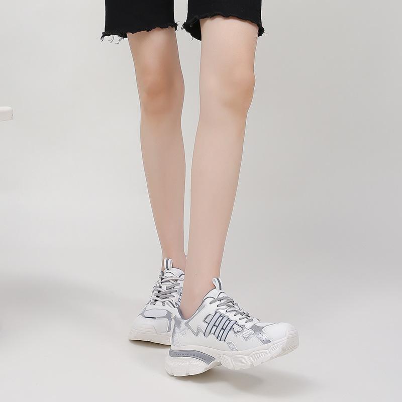 Mesh Dad Shoes Women's Summer Casual Cowhide Running Shoes Women's Fried Street Versatile Height-increasing Sports Shoes Wenzhou Women's Shoes