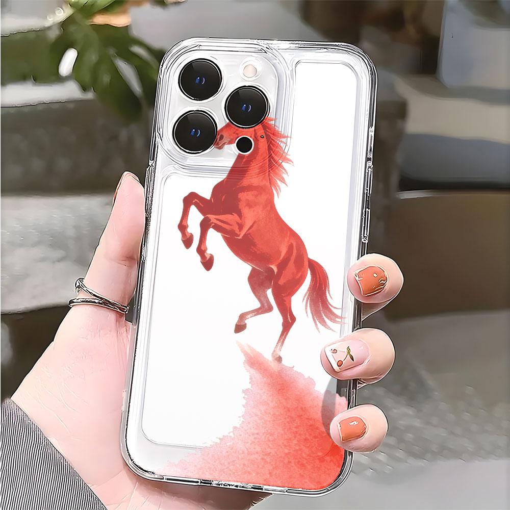 Red Horse Rearing on Rock Phone Case for Xiaomi Redmi Note 15 14 13 12 11 10 9 8 7 Pro Plus Soft Shockproof Protective Cover