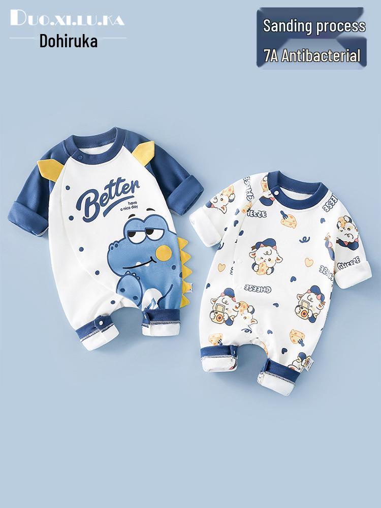 Unisex Cotton Baby Romper - Spring/Autumn Cartoon Onesie for Newborns