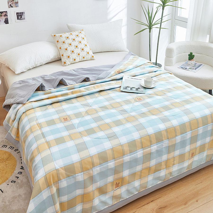 Class A Washed Cotton Summer Quilt Can Be Machine Washable Printed Air Conditioning Quilt Soft Waxy Thin Double Cover Blanket