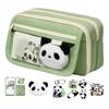 Cute Pencil Case Large Capacity Pencil Bag Panda  Cartoon Stationery Holder Bag With Brooches Stickers Clips Keychains  Pen Case