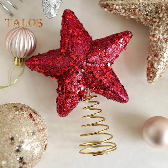 Weihnachtsstern-Baumspitze, glitzernder Stern, Weihnachtsbaumspitze, Dekoration, Kunststoff-Stern-Ornament für Weihnachtsbaum-Dekoration