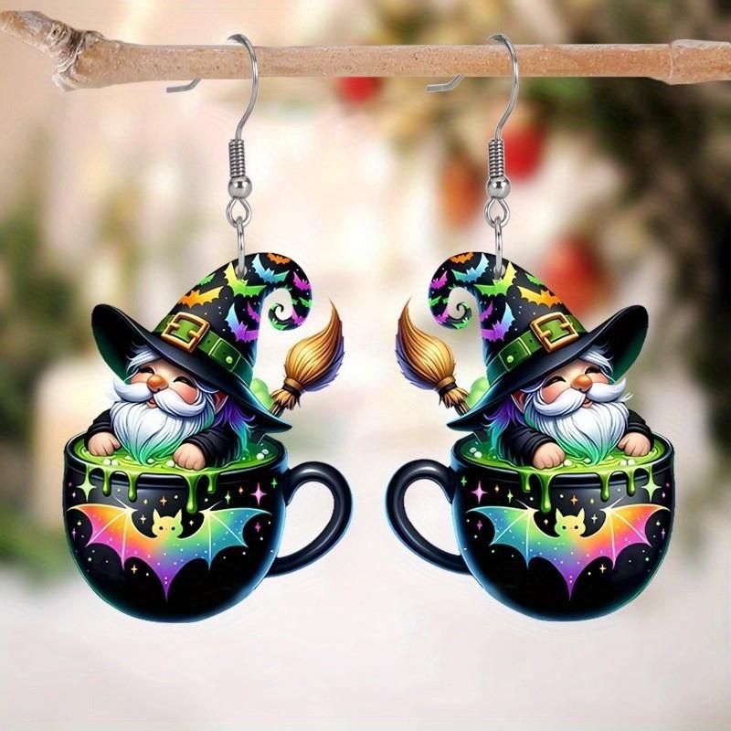 

Halloween Themed Tea Cup Wizard Pattern Women Acrylic Earrings Festival For