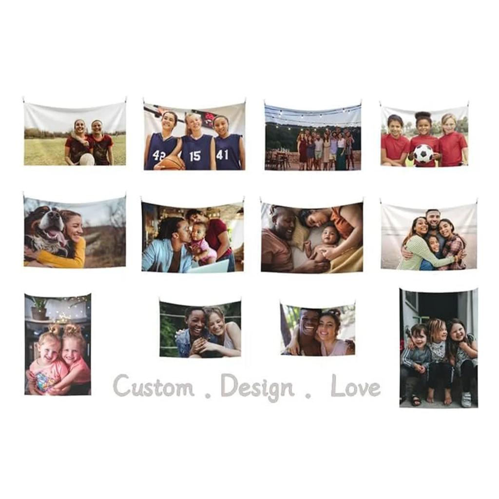 Custom Tapestry Your Any Size Picture Polyester Printed Bar Bedroom Tapestry Blanket Customize Tapestry Room Background Decor