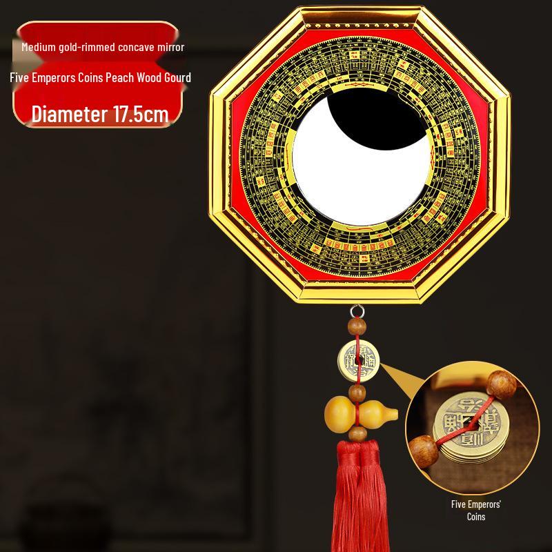 Gold Edge Compass Bagua Mirror for Door/Window Hanging