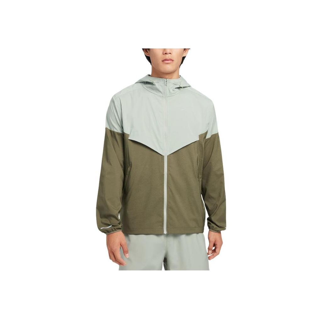 Nike Color Block Hooded Waterproof Long Sleeve Jacket Men jackets Green FB7541-370
