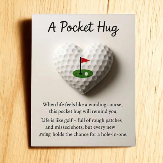 Love Heart Golf Pocket Hug with Positive Card Emotional Support Baseball Tennis Basketball Pocket Token Decoration Inspirational Gift