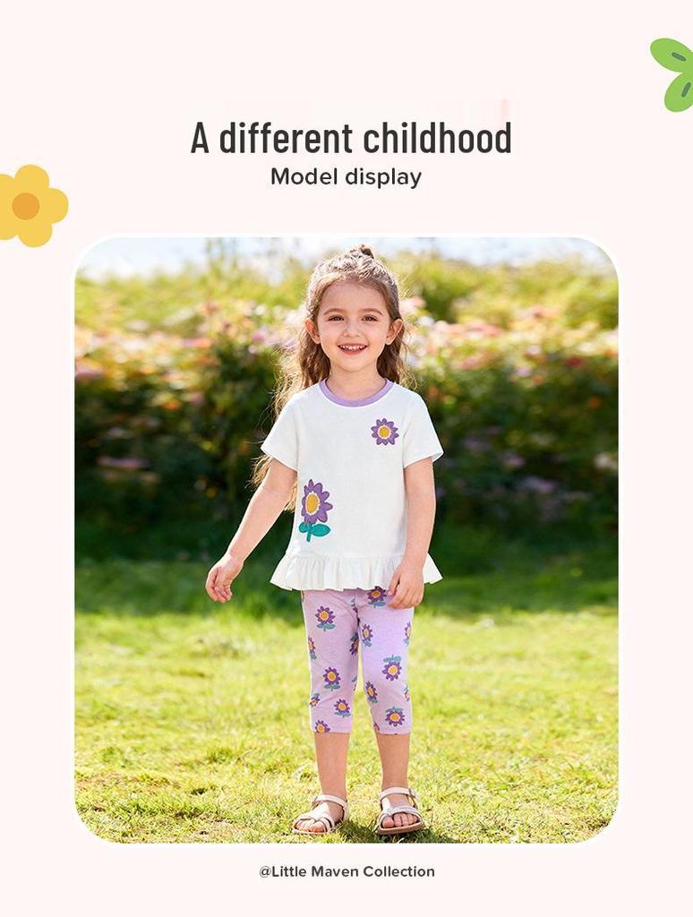 Little Maven Summer Baby Girls' Short-Sleeve Two-Piece Set - European & American Style
