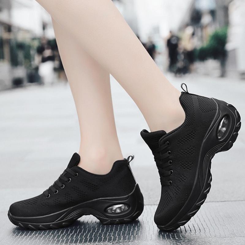 Women Air-cushion Casual Sneakers Breathable Knitted Dancing Shoes Fashion Platform Shoes Running Jogging Sports Shoes