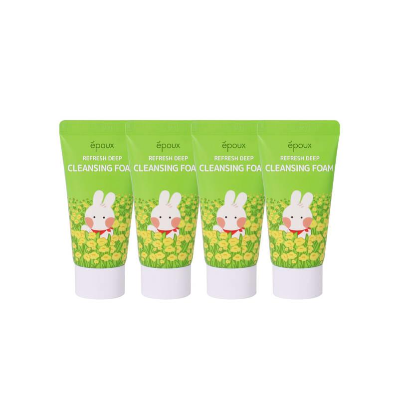 

(4 шт.) Epu Refresh Travel Глубоко очищающая пенка для умывания 50 мл / Мини. портативный. Туалетные принадлежности. Удобство