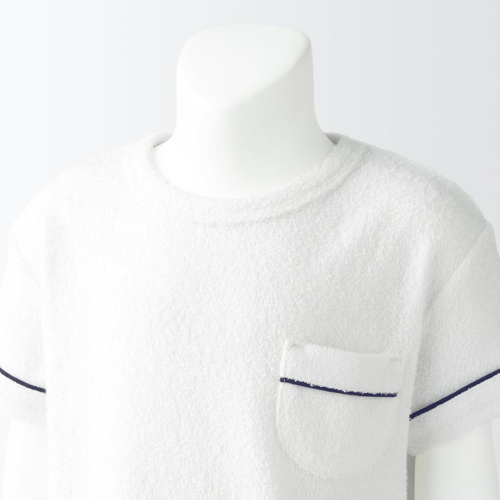 MUJI Baby Wearable Short Sleeve Roomwear Unisex Baby Baby Towel, Double-Sided Pile, Set, FE0HPA4S, White, 100-110