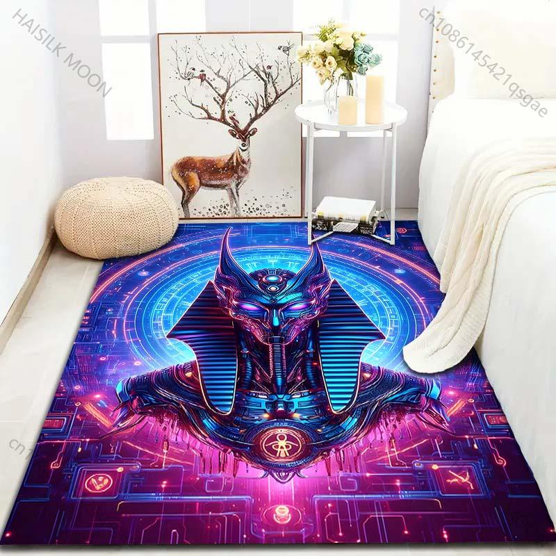 Multiple sizes Futuristic Egyptian-style deity Carpet for Living Room Bedroom Sofa Home Decor Rus Non-slip Floor Mat