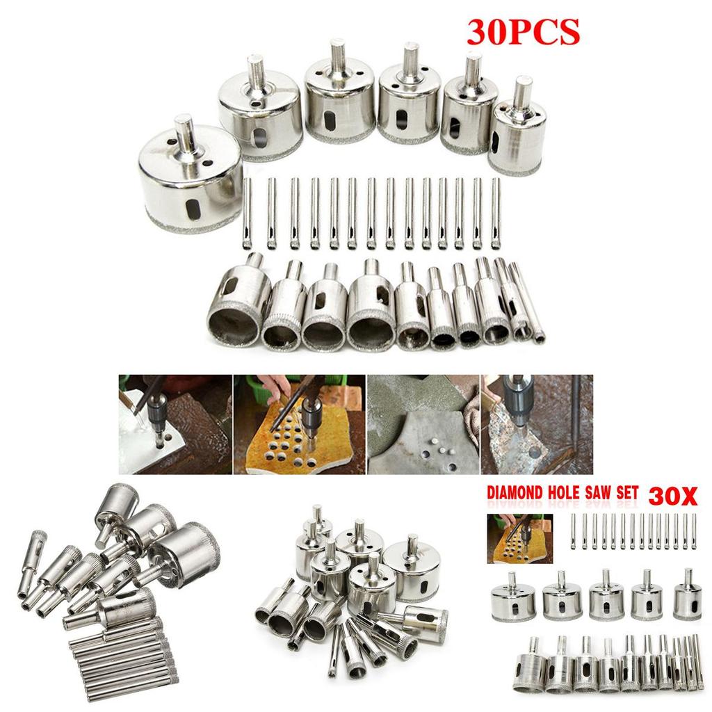 High-quality 30pcs Diamond Coated Hole Saw Set For Effortless Glass Drilling