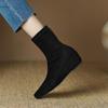 Krazing Pot Flock Autumn Winter Shoes Retro Fashion Wedges Heels Size 43 Zipper Square Toe Keep Warm Ankle Boots