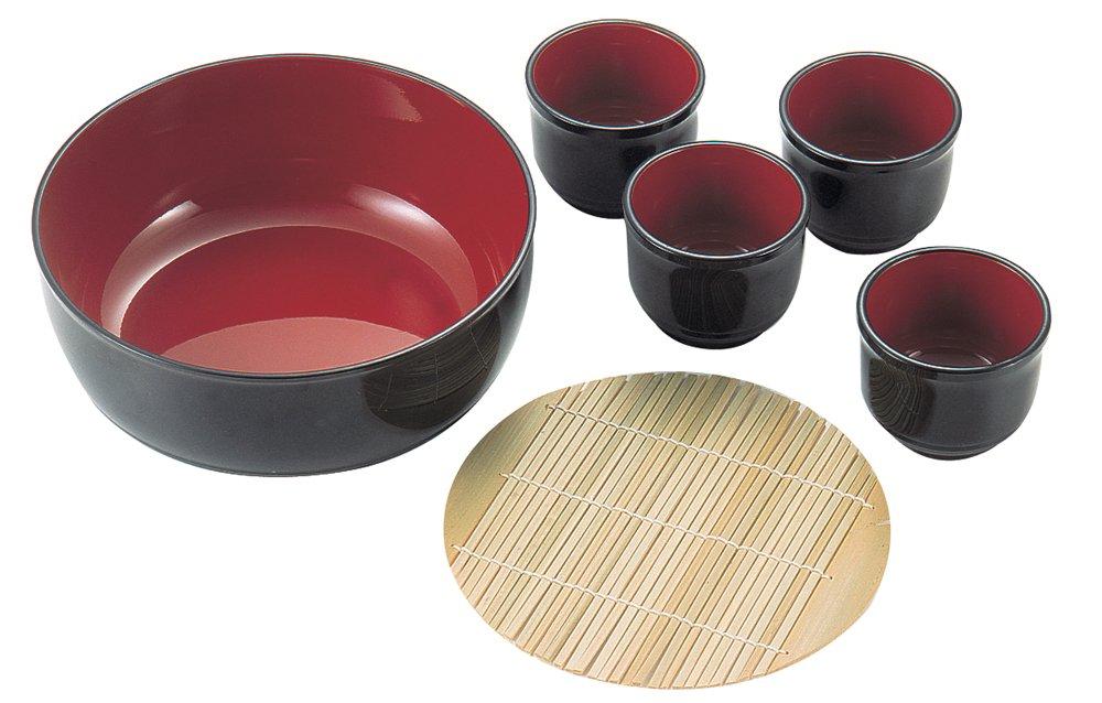

Pearl Metal Takumi-an Somen Bowl and Sake Cup Set of 4 [Made in Japan] H-5284 Black Somen Bowl: Outer Diameter 225mm x Height 90mm