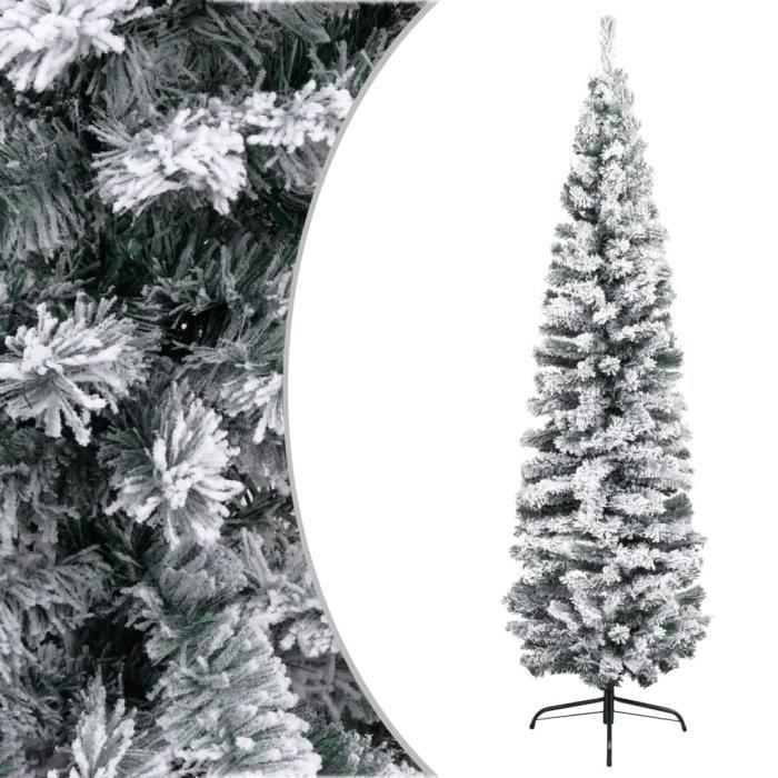 VidaXL Sapin de Noël artificiel mince flocon de neige Vert 240 cm PVC