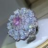 copper Trendy Luxury Jewelry Ladies Shiny White Zirconia Crystal Flower Female Ring for Women Party Wedding