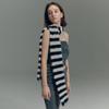 Long Haired Woven Black and White Striped Knitted Scarf for Women Neck Choker Winter Warm Narrow and Long Scarf