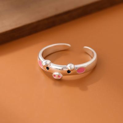 Nueva Moda Cerdo Dulce Plata de Ley 925 Joyería Personalidad Animal Lindo Cerdo Popular Exquisito Anillos Abiertos R222
