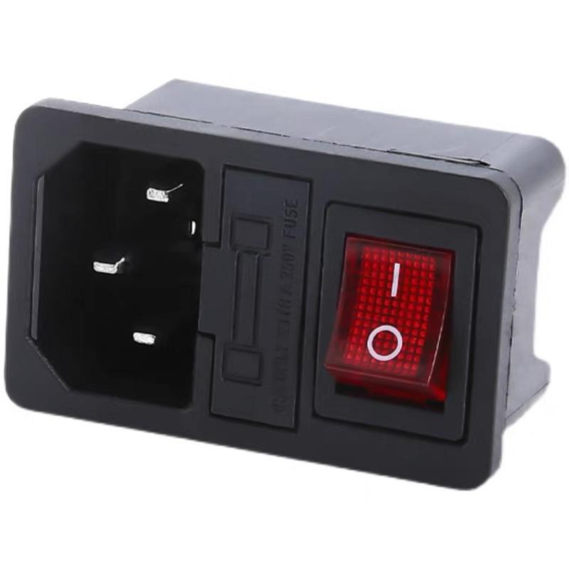 1pc 2 3 Pin IEC320 C14 Electrical Power Socket 250V Rocker Switch Brass 10A C6 Fuse Inlet Plug Connector Computer Mount Outlet