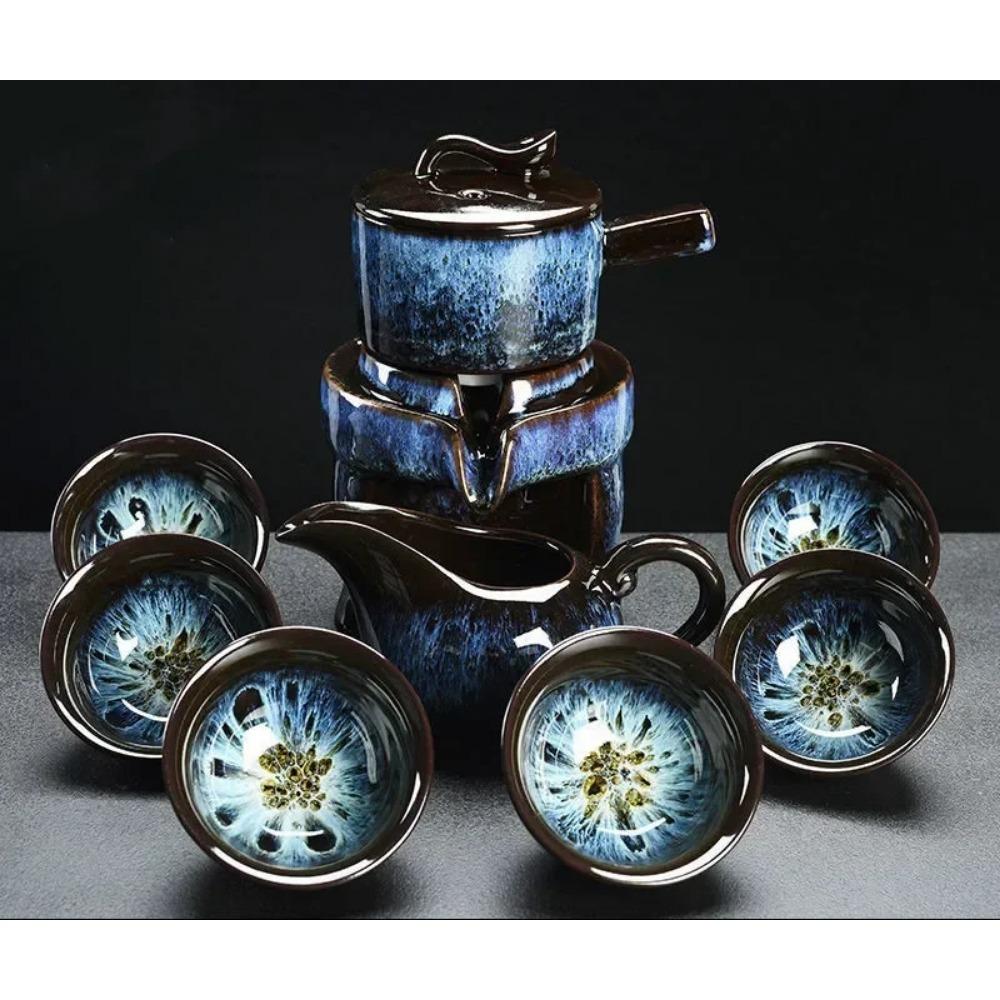 

Набор из 8 предметов, полуавтоматический чайный сервиз, китайский керамический чайный сервиз из фиолетовой глины, чайная чашка, набор для заваривания чая в стиле кунг-фу