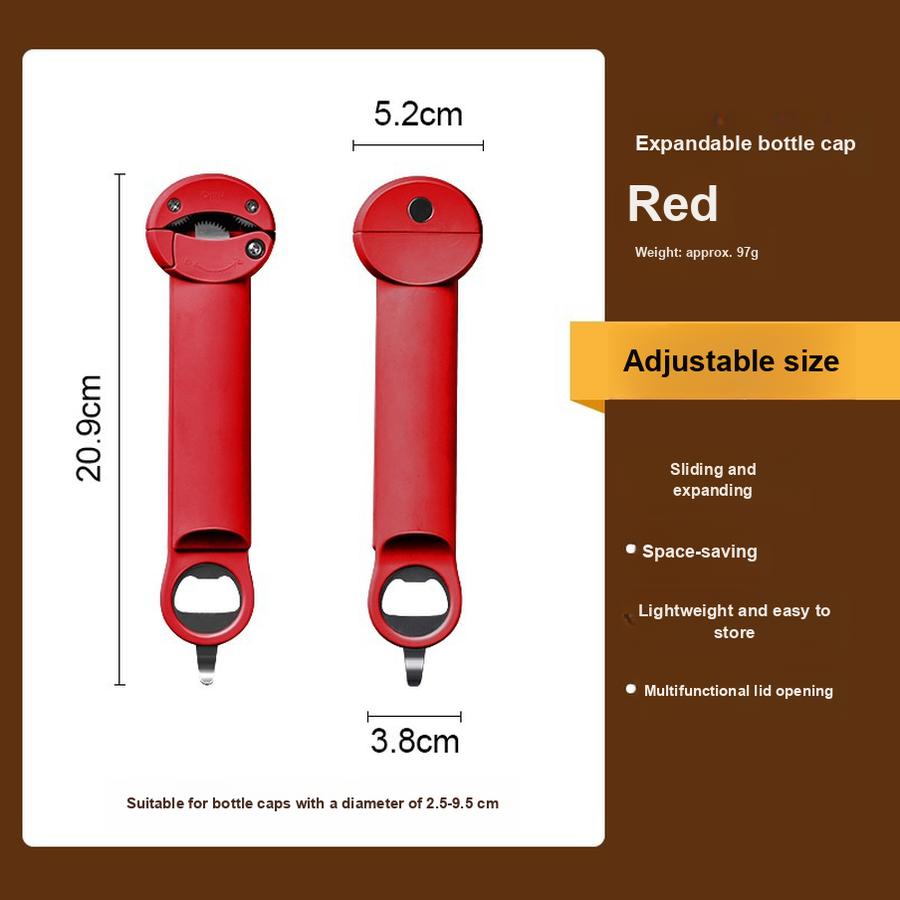 

Multifunctional Magnetic Wine Opener Can Opener Jar Opener Food Can Opener Lid Remover Bottle Opener Wrench 20.9*5.2cm червоний