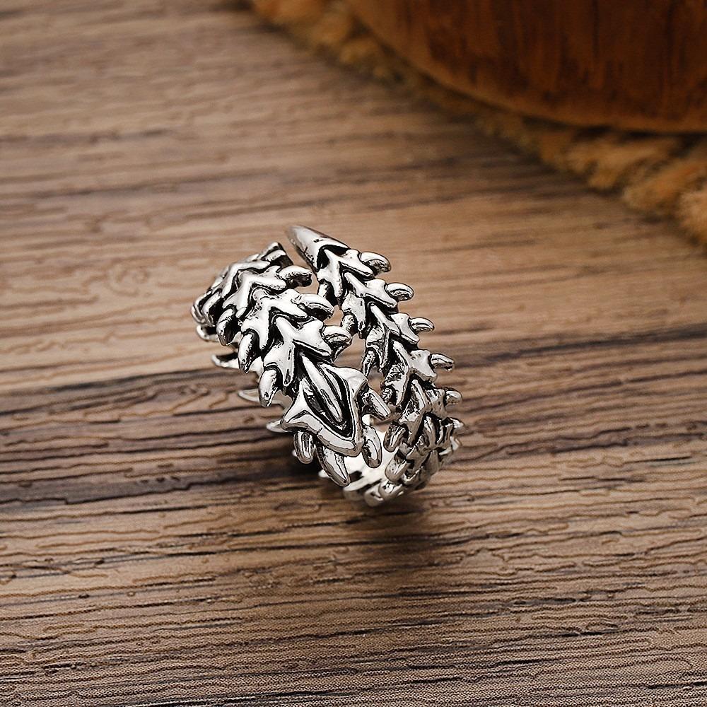 European and American Punk Style Spine Skull Ring, Personalized Retro Opening Adjustable Male and Female Centipede Shape Ring