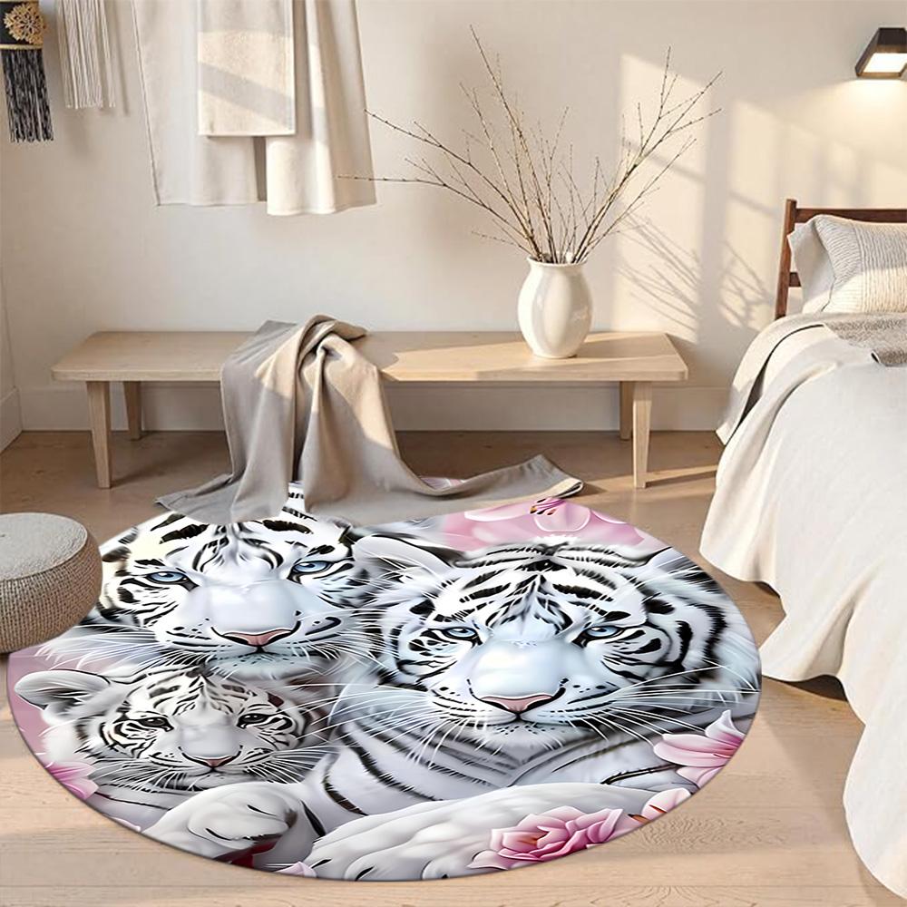 Tiger Round Carpet Design for Decorate room Outdoor Study room Balcony Antislip Round Carpet Decorate Offices Perfect Gift for Women Men